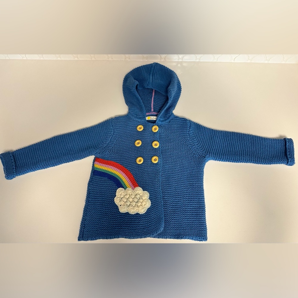 Baby Boden Blue Rainbow Knit Sweater 12-18 M